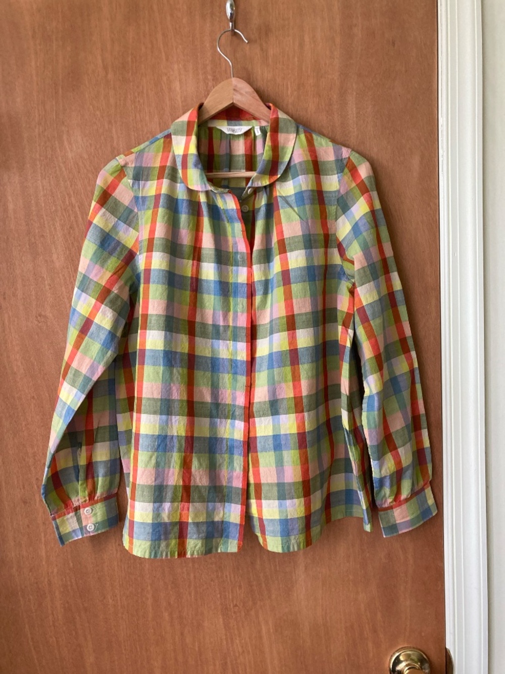 Madras cotton painter's blouse from TOAST, size UK 12 - Picture 3 of 6
